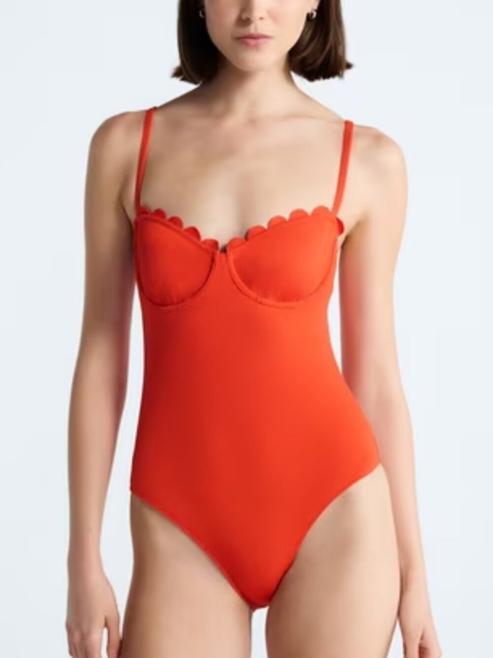Free Assembly Women's Scalloped Balconette Underwire One Piece Swimsuit, Size M